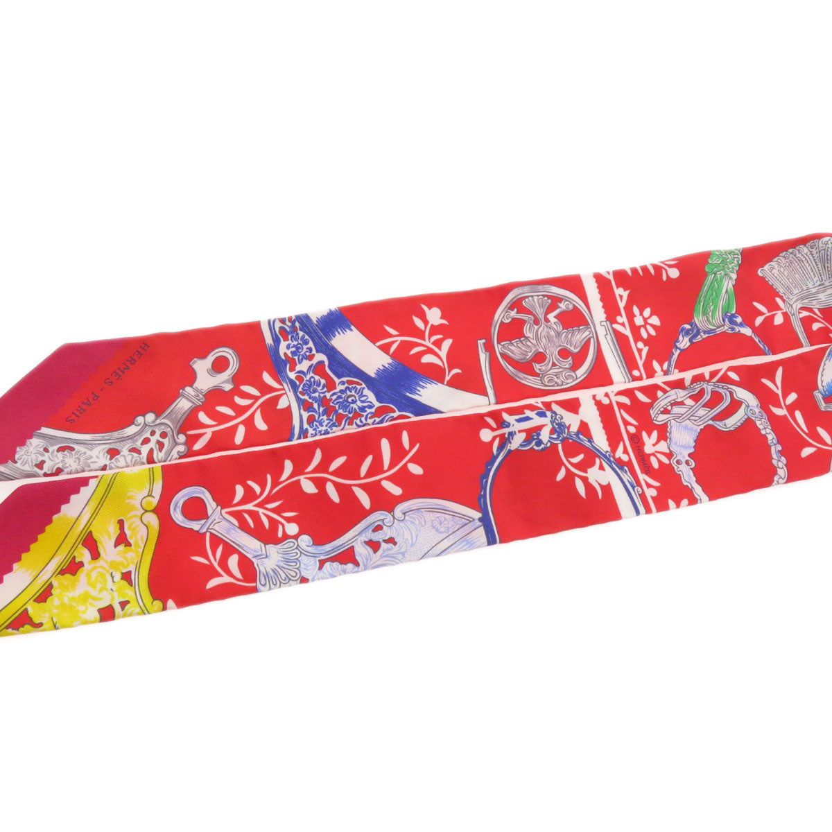 HERMES scarf silk Red Twilly Women Used