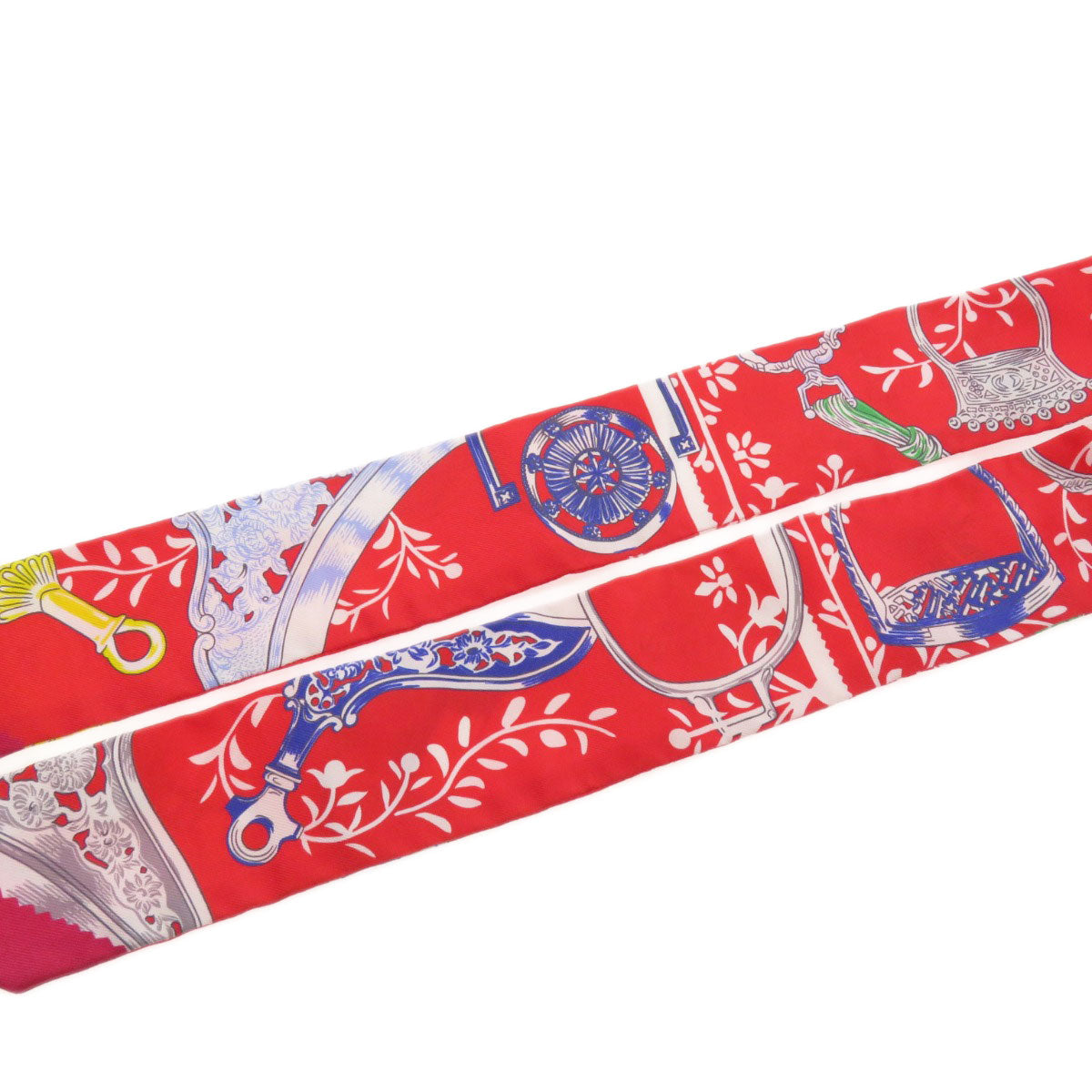 HERMES scarf silk Red Twilly Women Used