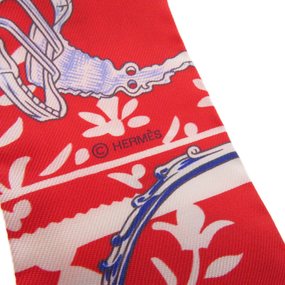 HERMES scarf silk Red Twilly Women Used