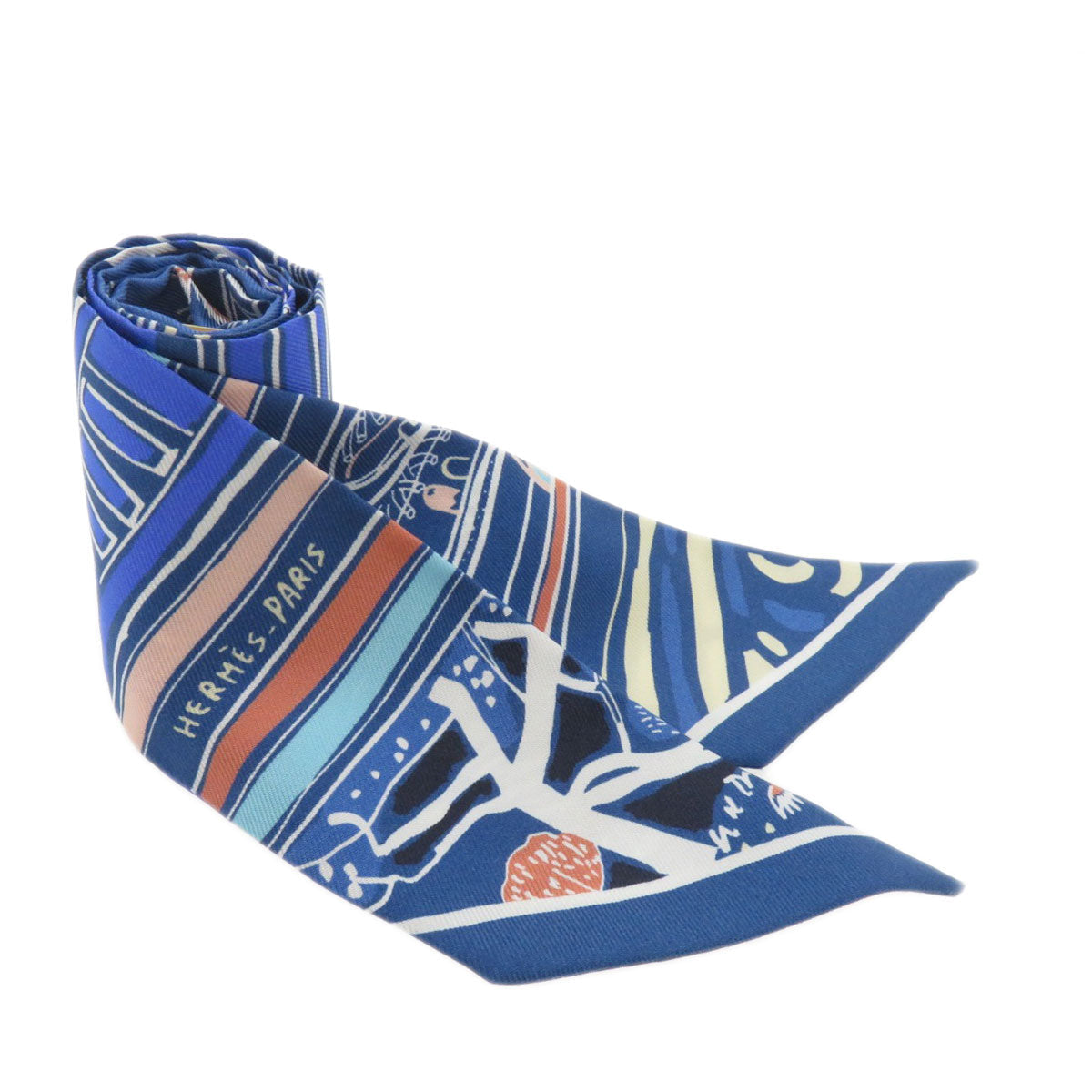 HERMES scarf silk blue Twilly Women Used