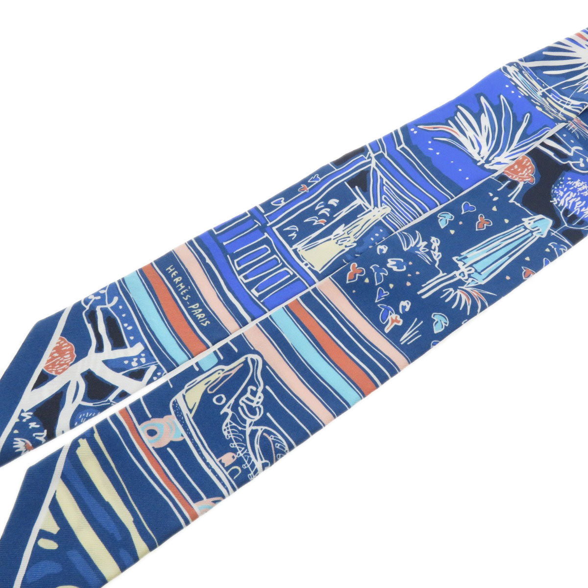 HERMES scarf silk blue Twilly Women Used