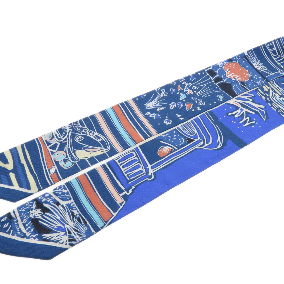 HERMES scarf silk blue Twilly Women Used