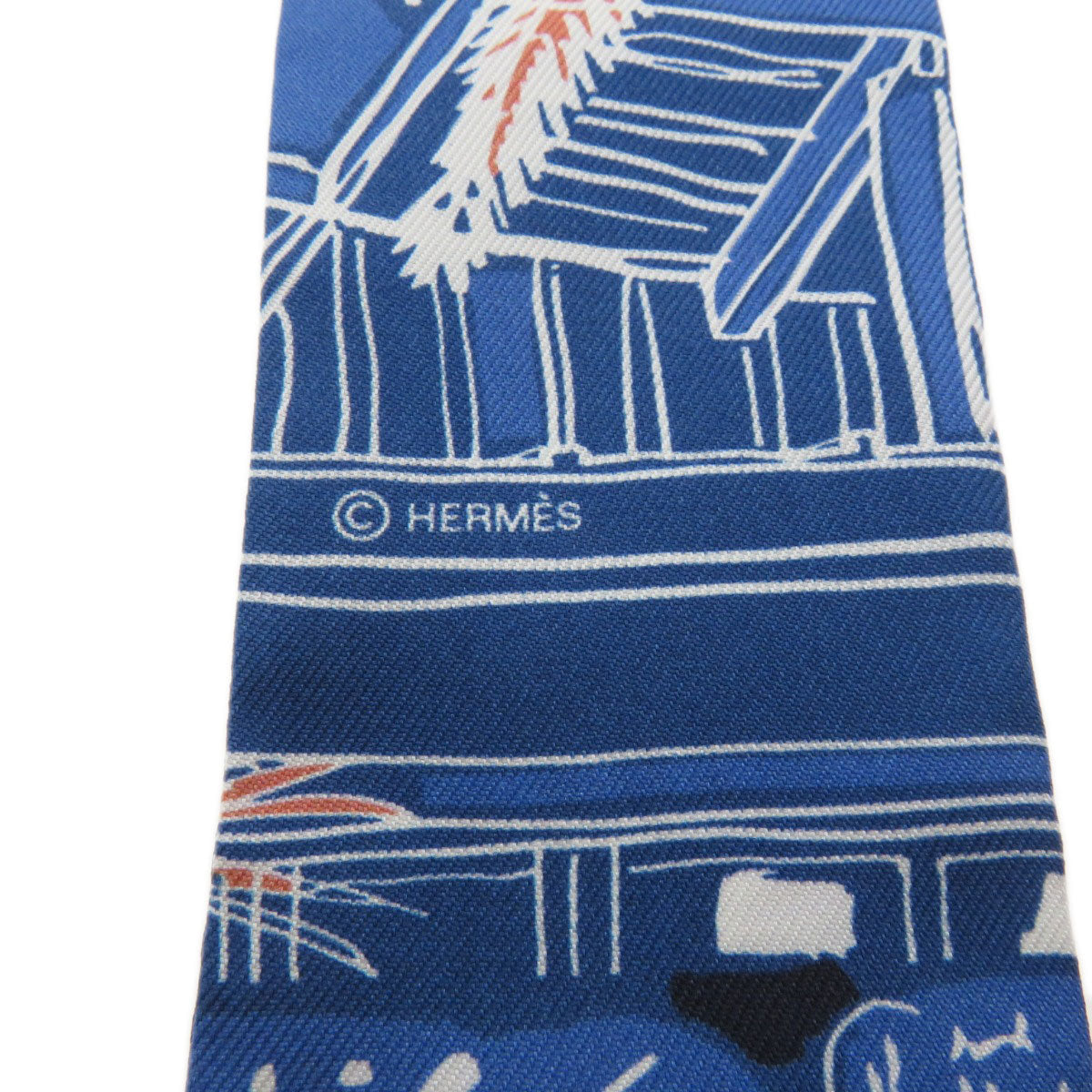 HERMES scarf silk blue Twilly Women Used