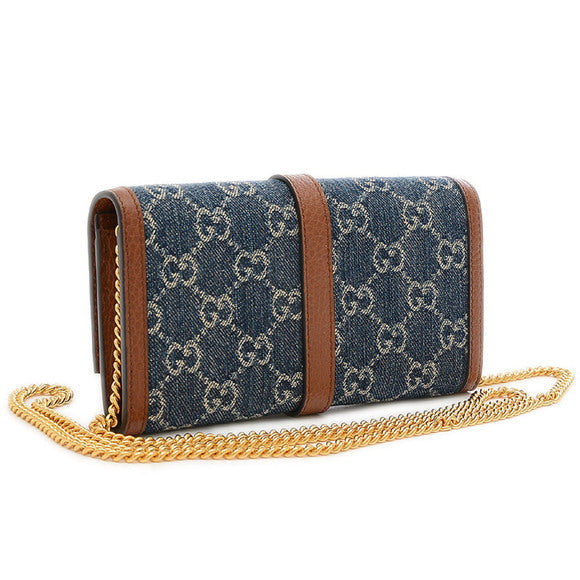 Gucci GG Denim Jackie 1961 Chain Wallet