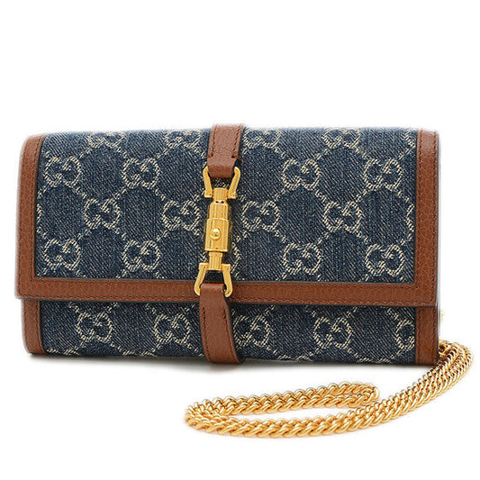 Gucci GG Denim Jackie 1961 Chain Wallet
