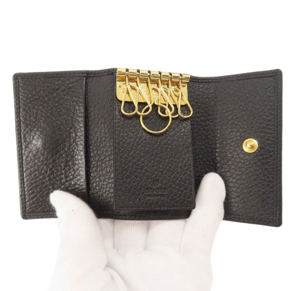 GUCCI Key case Key holder  466118 leather black GG Marmont