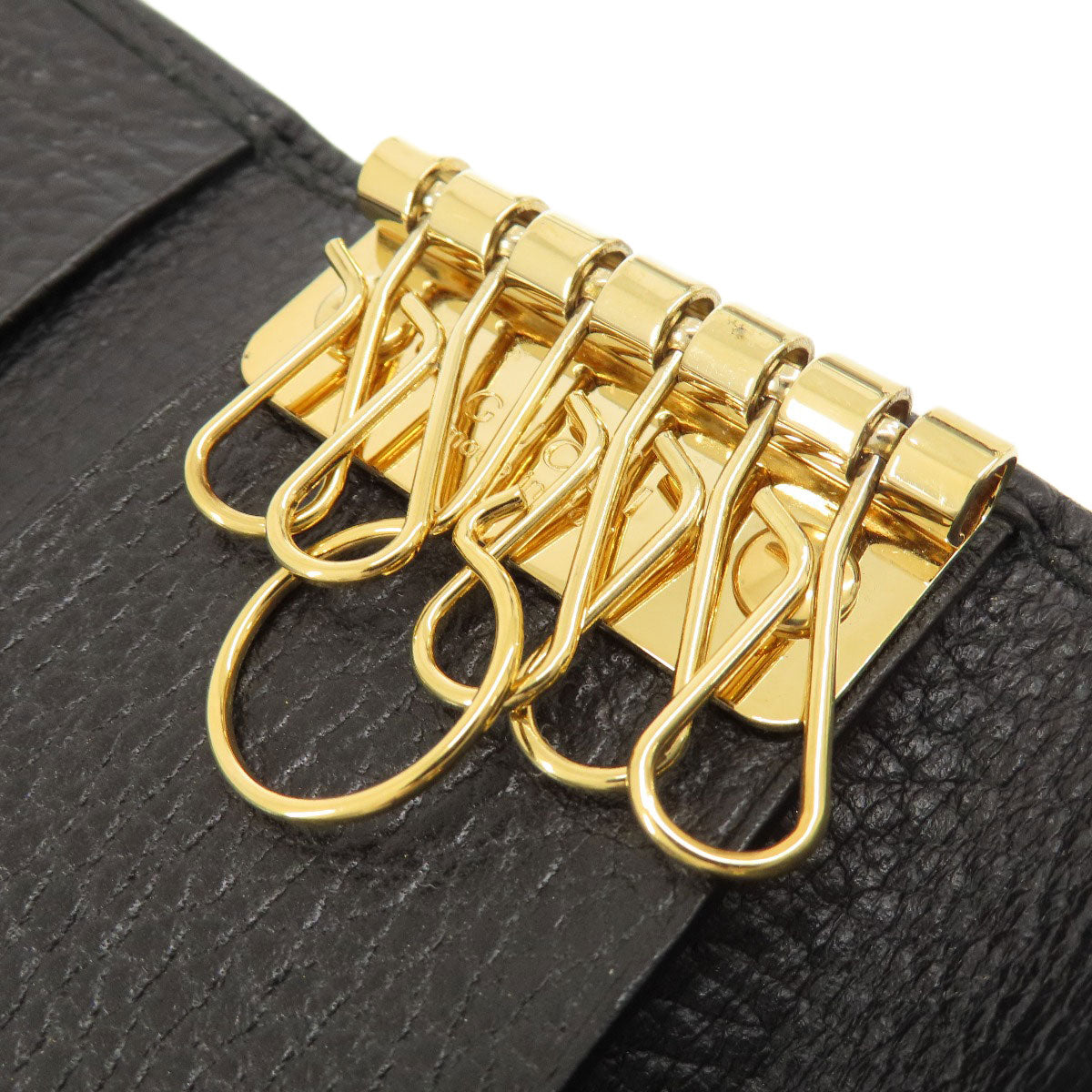 GUCCI Key case Key holder  466118 leather black GG Marmont