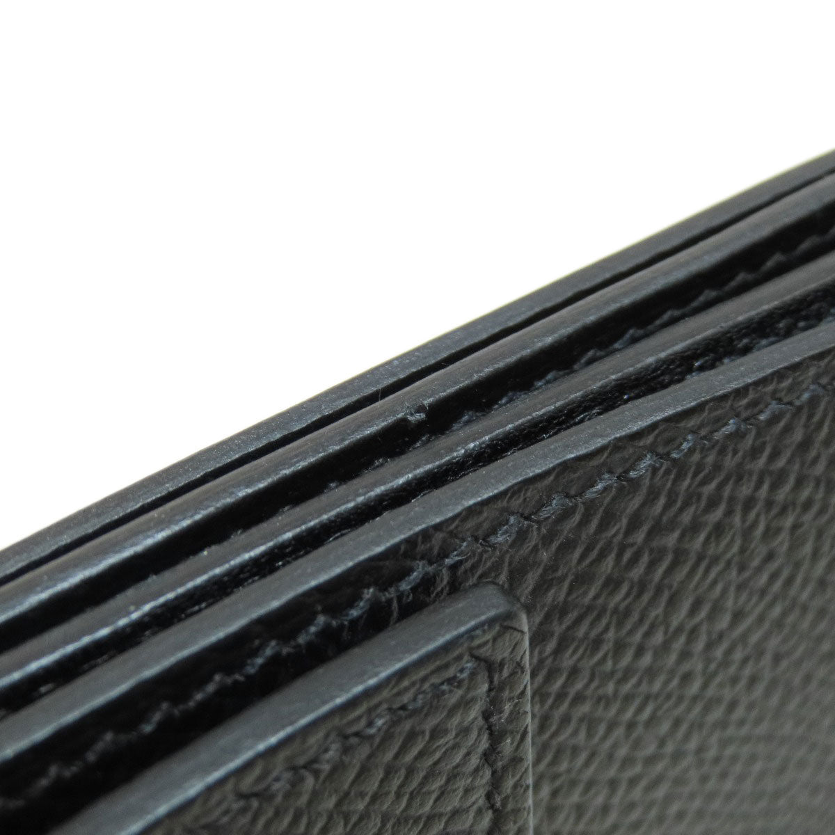 HERMES Bifold Wallet Epsom black Click 12 Black Gold Metal