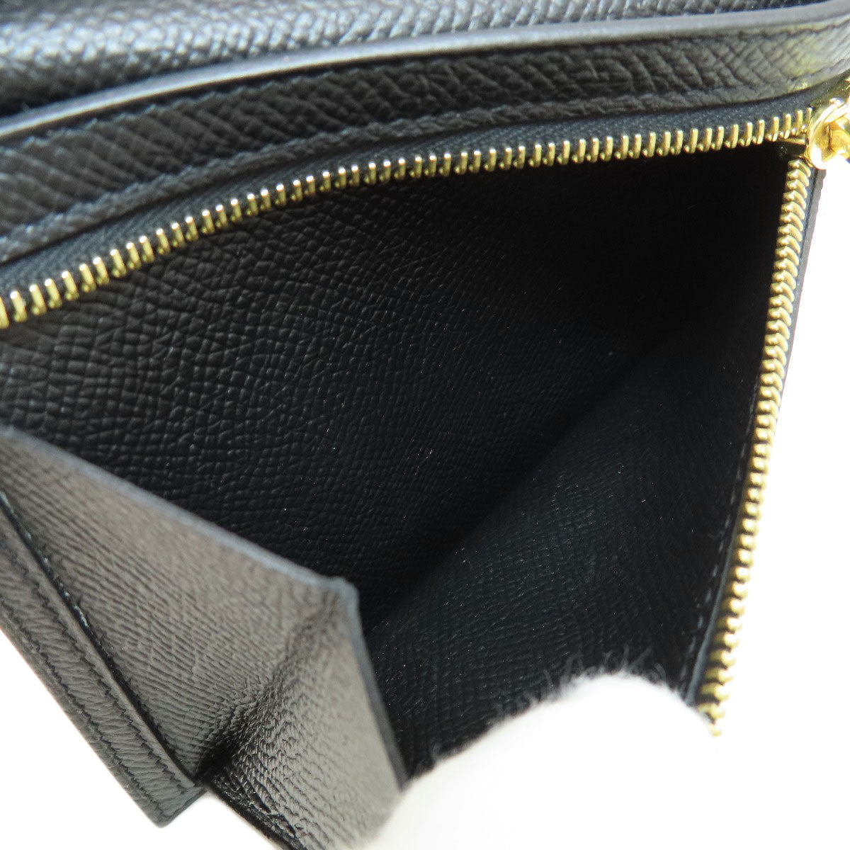 HERMES Bifold Wallet Epsom black Click 12 Black Gold Metal