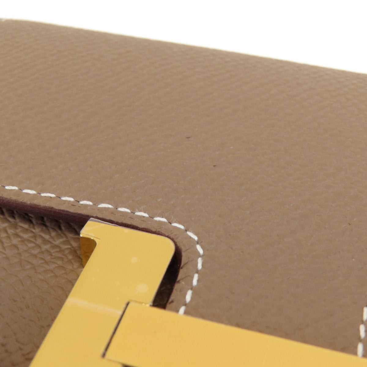HERMES Coin case Epsom beige Constance Slim Etoupe Gold Metal