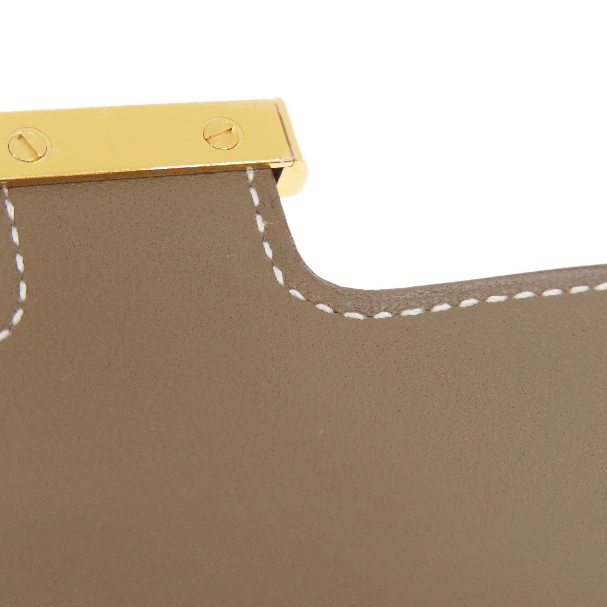 HERMES Coin case Epsom beige Constance Slim Etoupe Gold Metal
