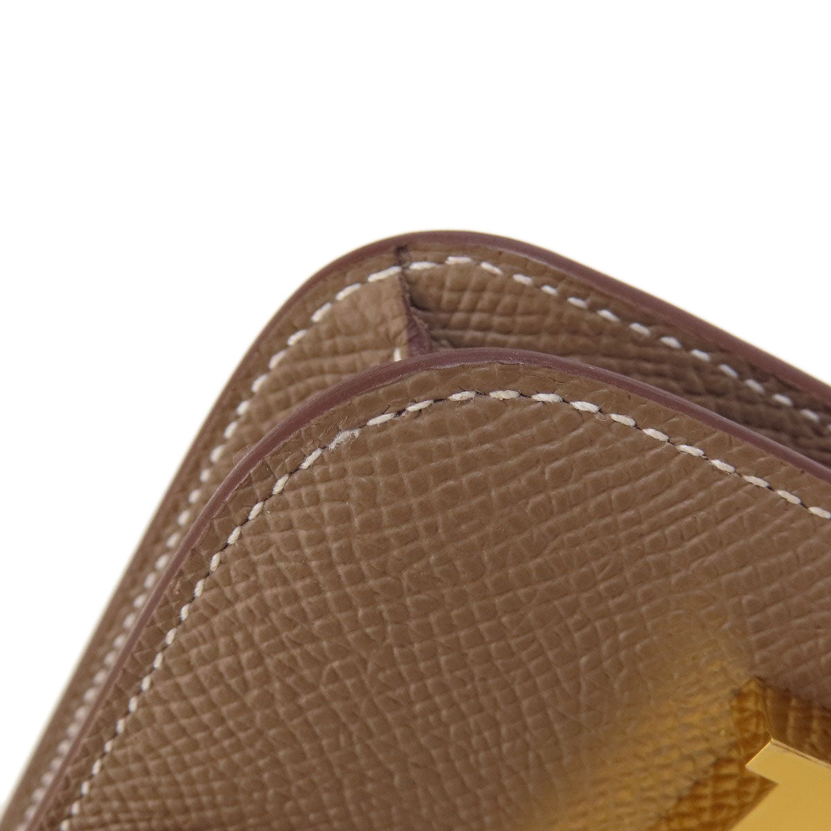 HERMES Coin case Epsom beige Constance Slim Etoupe Gold Metal
