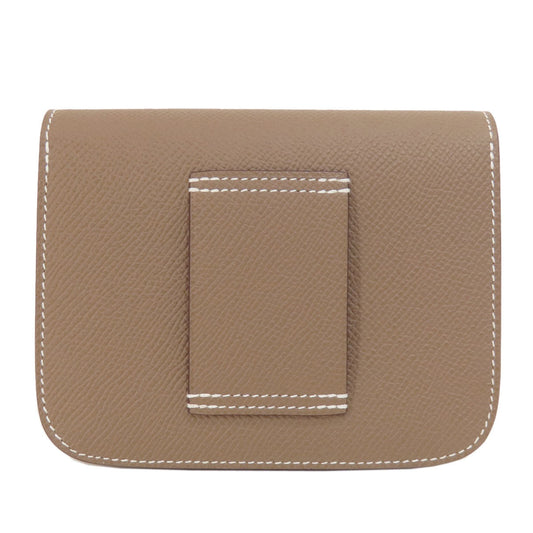 HERMES Coin case Epsom beige Constance Slim Etoupe Gold Metal