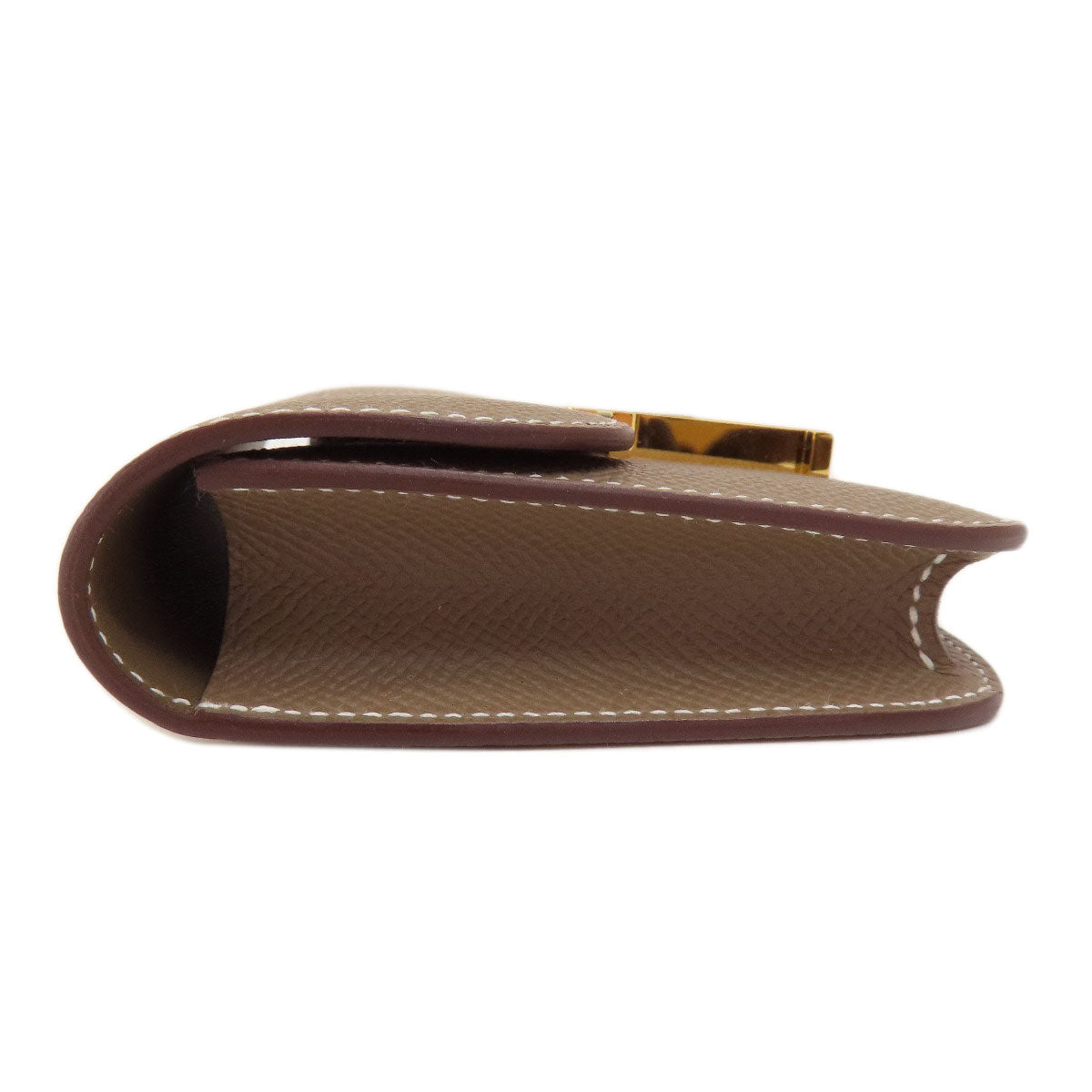 HERMES Coin case Epsom beige Constance Slim Etoupe Gold Metal
