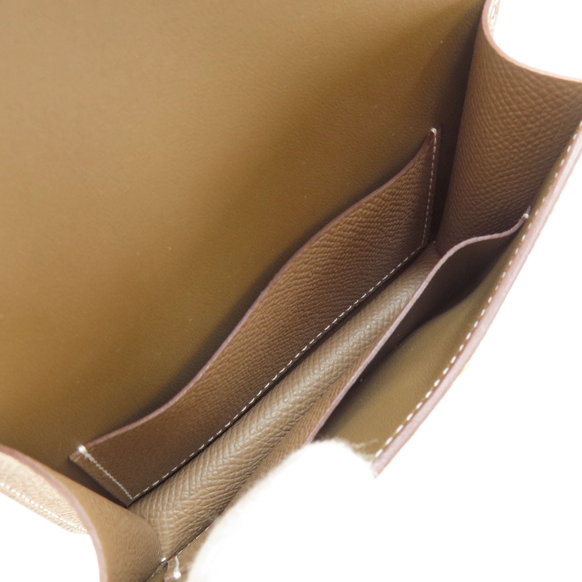 HERMES Coin case Epsom beige Constance Slim Etoupe Gold Metal