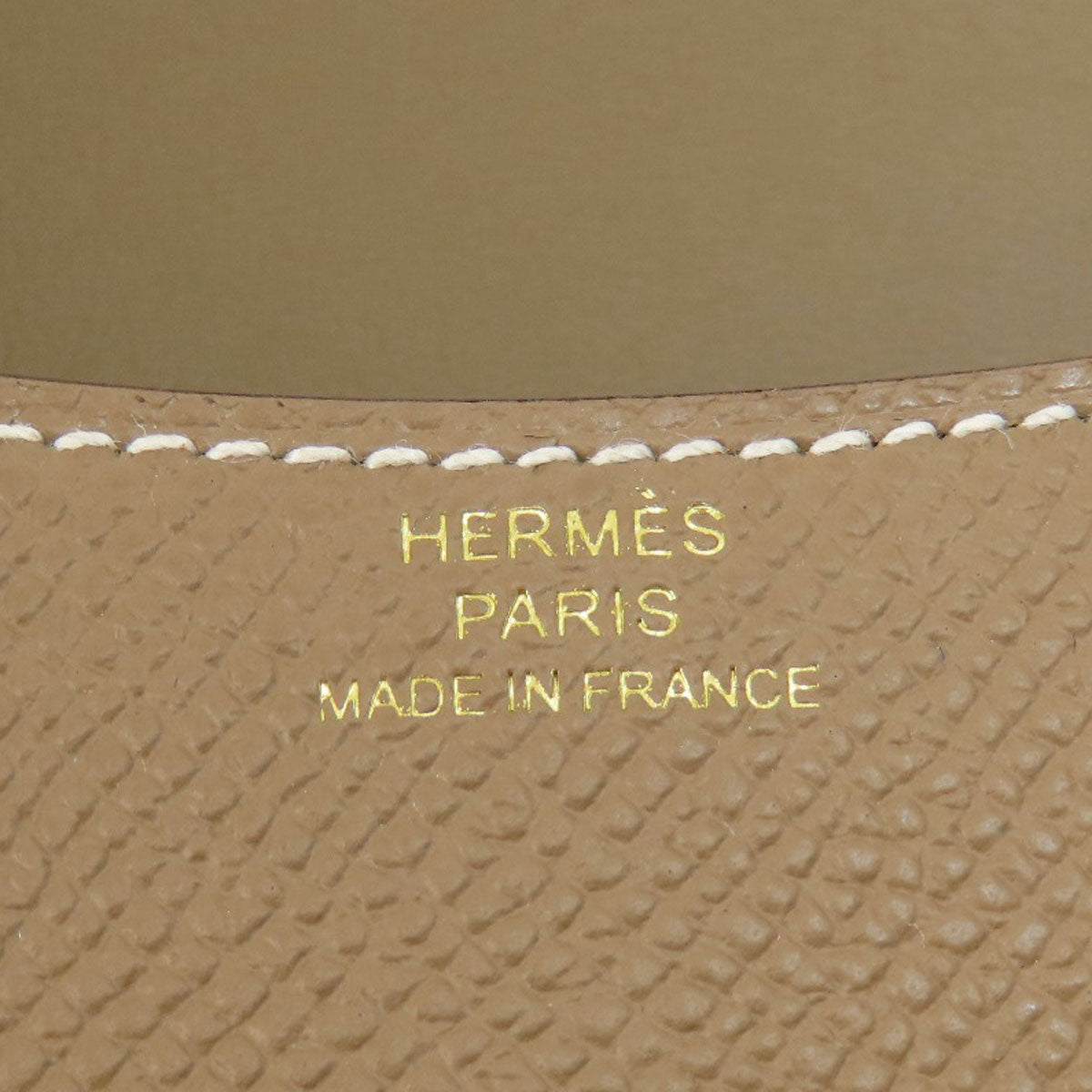 HERMES Coin case Epsom beige Constance Slim Etoupe Gold Metal