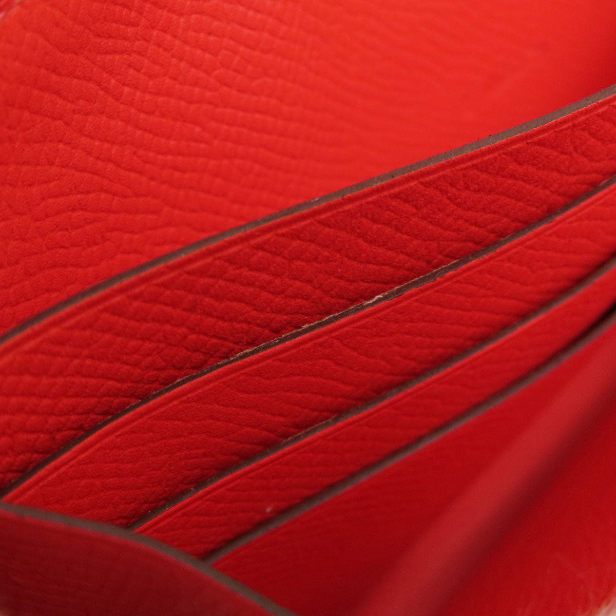 HERMES Long Wallet Purse Epsom Red Azap Classic