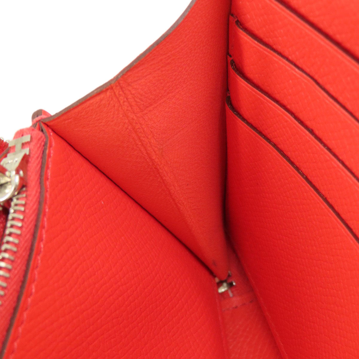 HERMES Long Wallet Purse Epsom Red Azap Classic