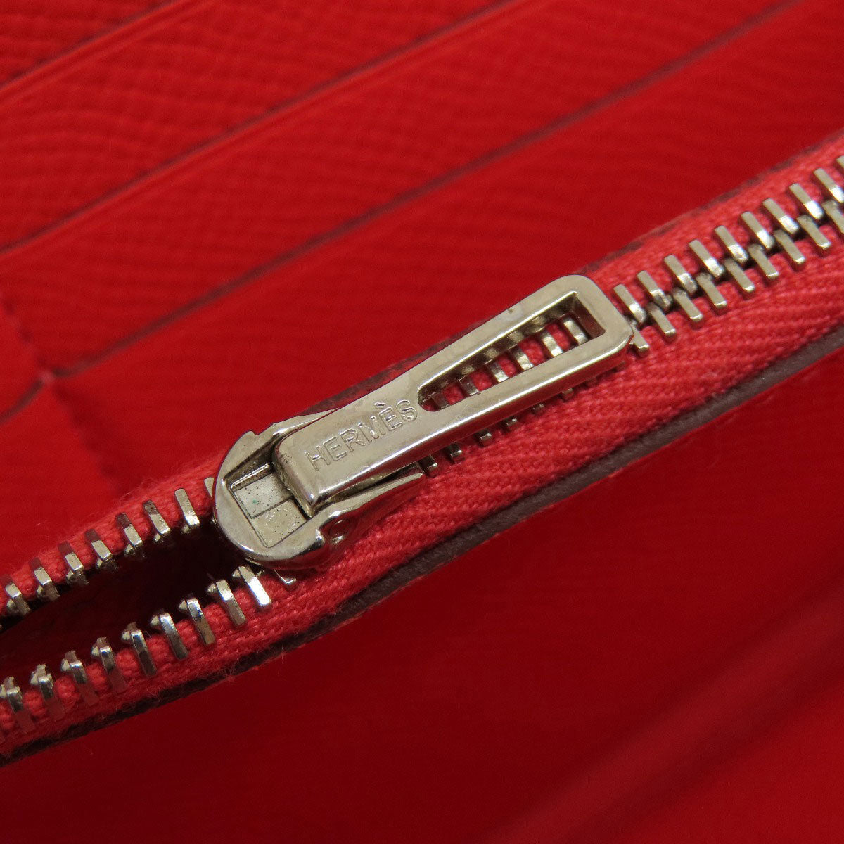 HERMES Long Wallet Purse Epsom Red Azap Classic