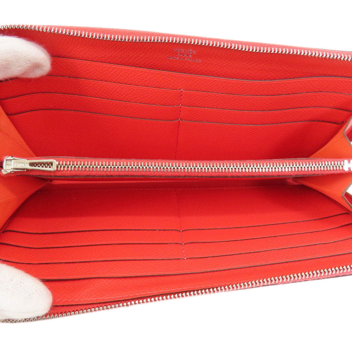 HERMES Long Wallet Purse Epsom Red Azap Classic