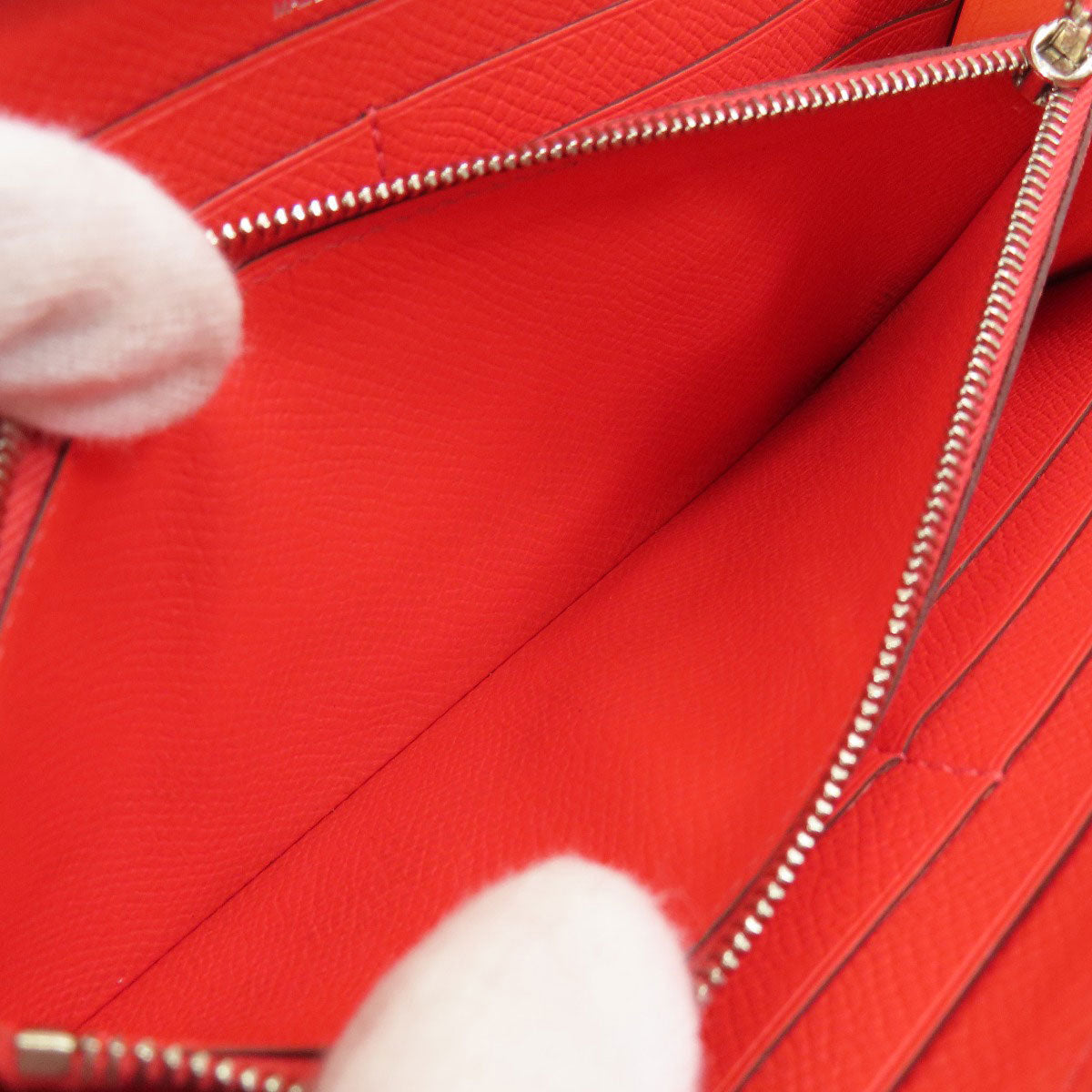 HERMES Long Wallet Purse Epsom Red Azap Classic