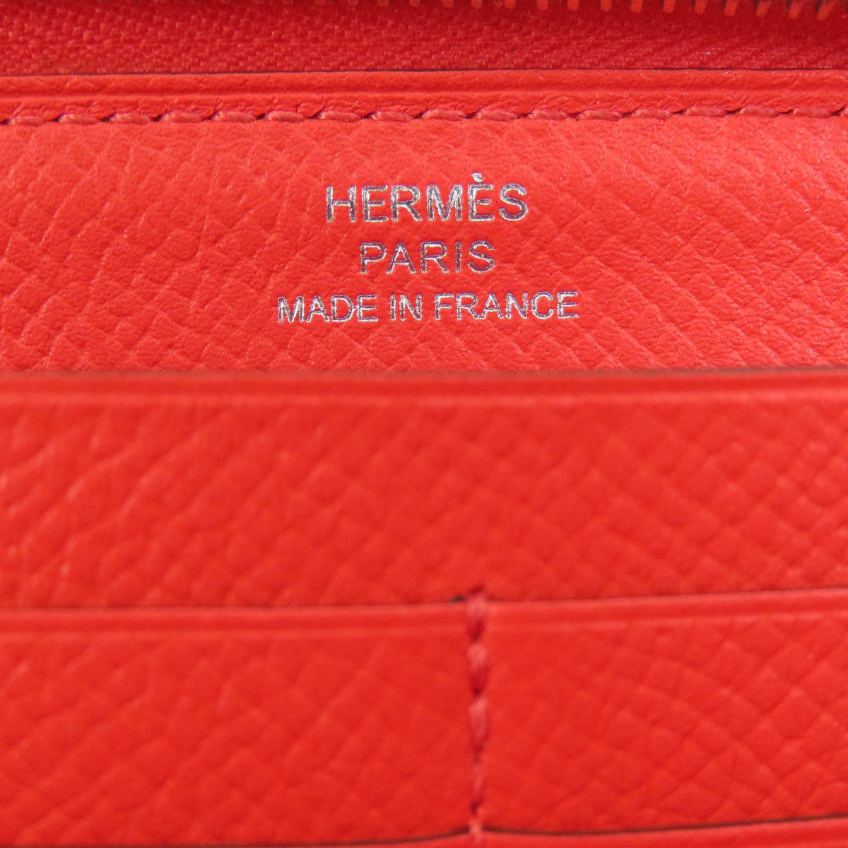 HERMES Long Wallet Purse Epsom Red Azap Classic