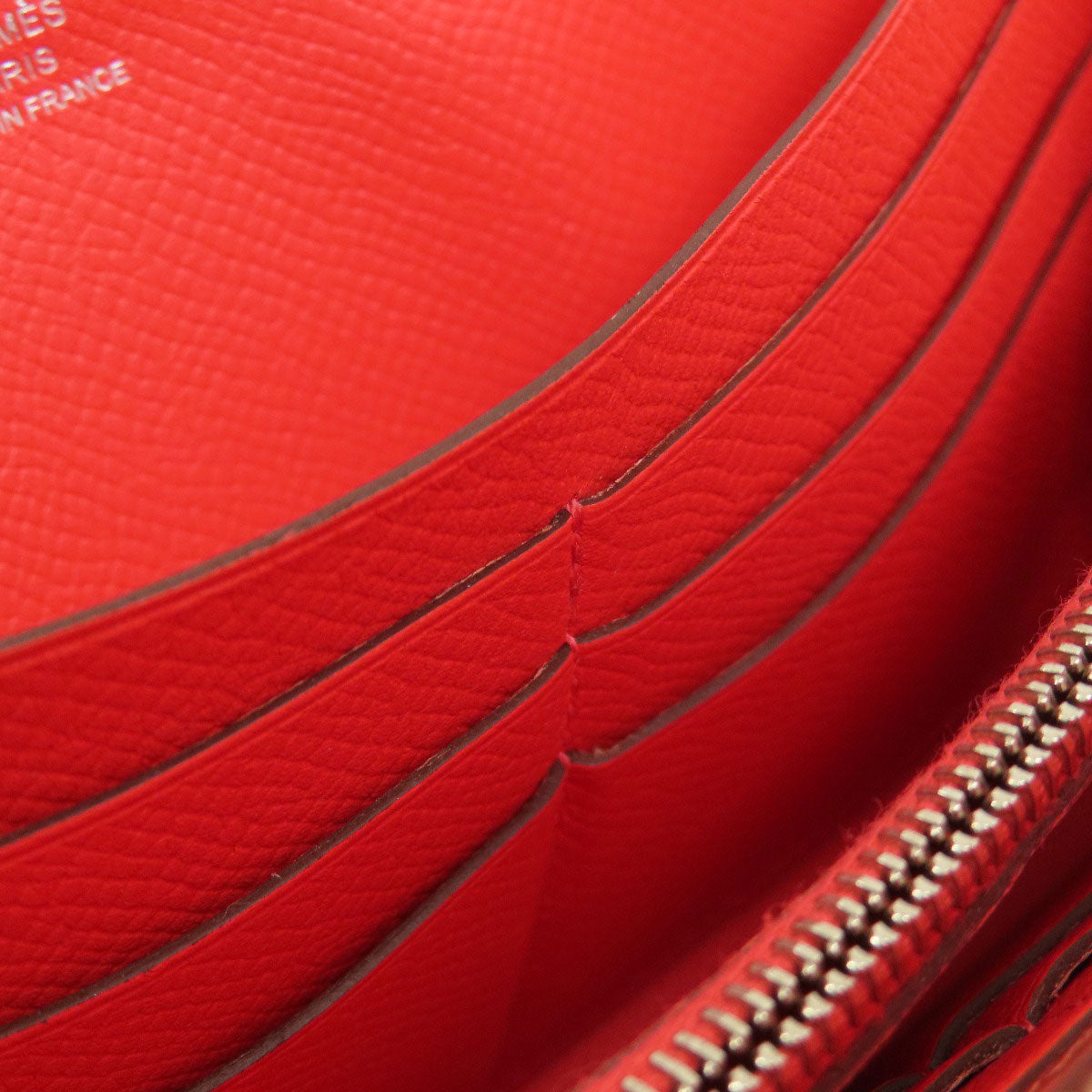 HERMES Long Wallet Purse Epsom Red Azap Classic