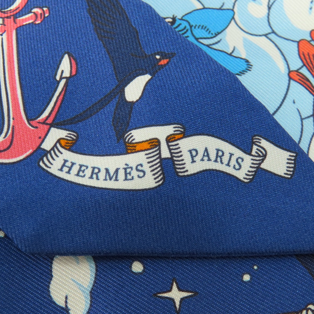 HERMES scarf silk blue Twilly Women Used