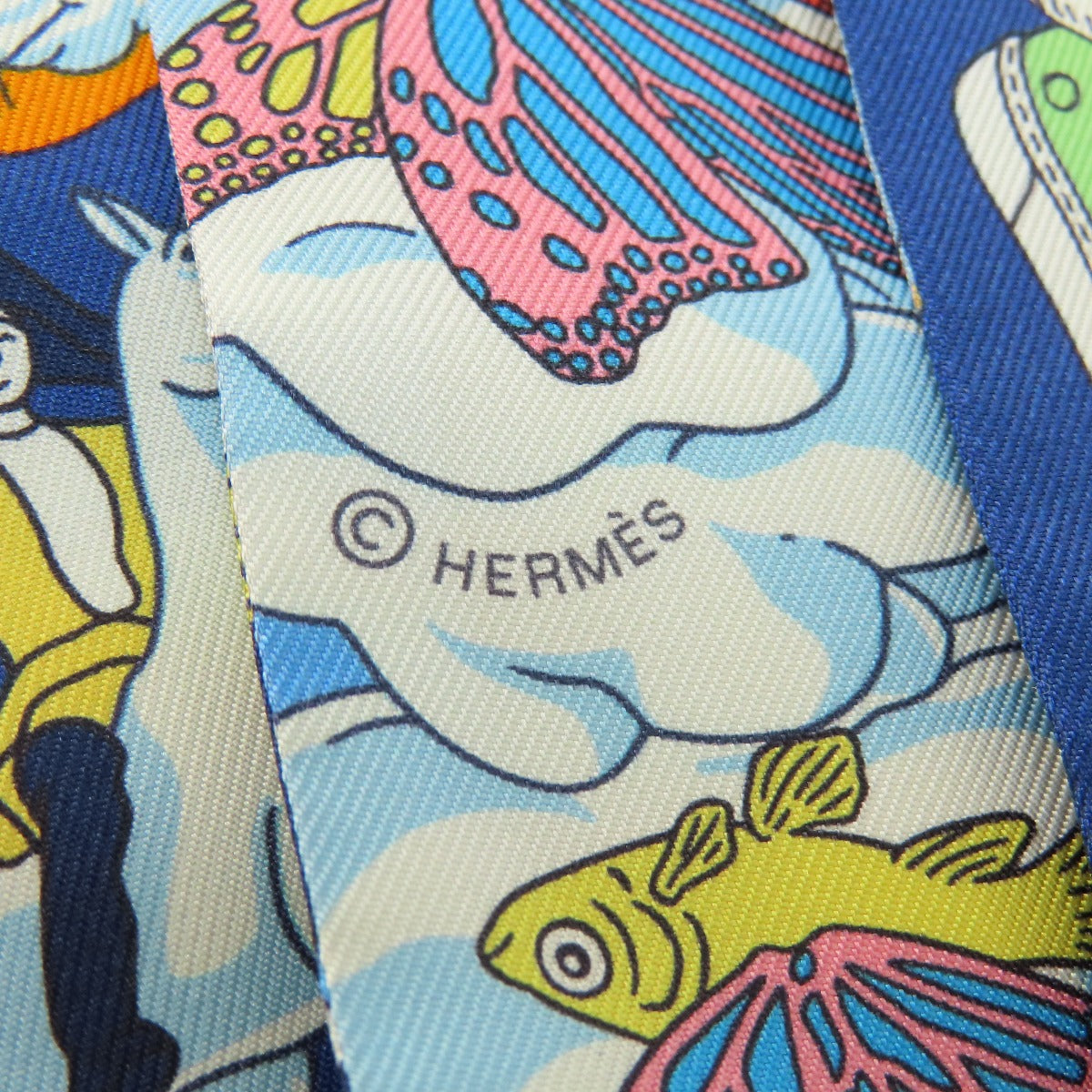 HERMES scarf silk blue Twilly Women Used