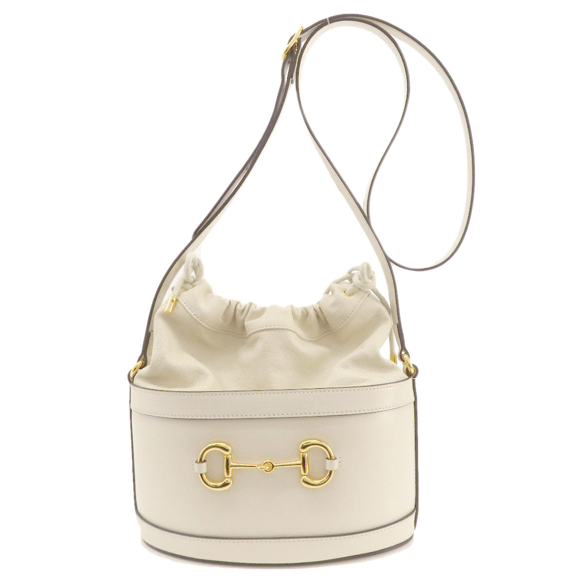 GUCCI Tote Bag 602118 leather white Horsebit Bucket Bag Women Used
