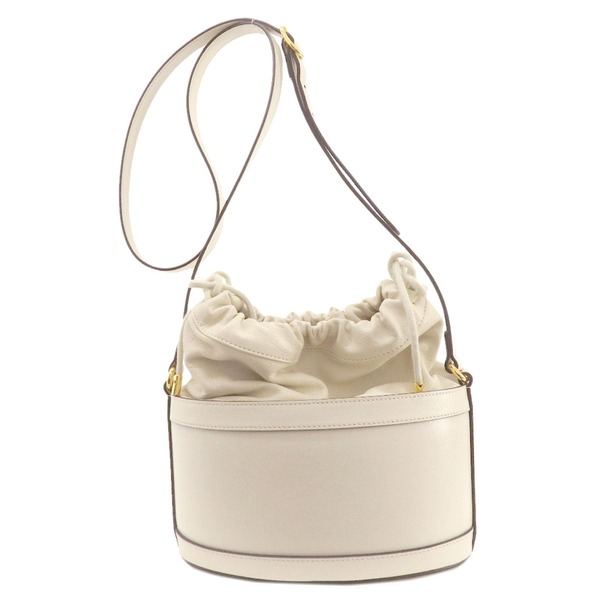 GUCCI Tote Bag 602118 leather white Horsebit Bucket Bag Women Used