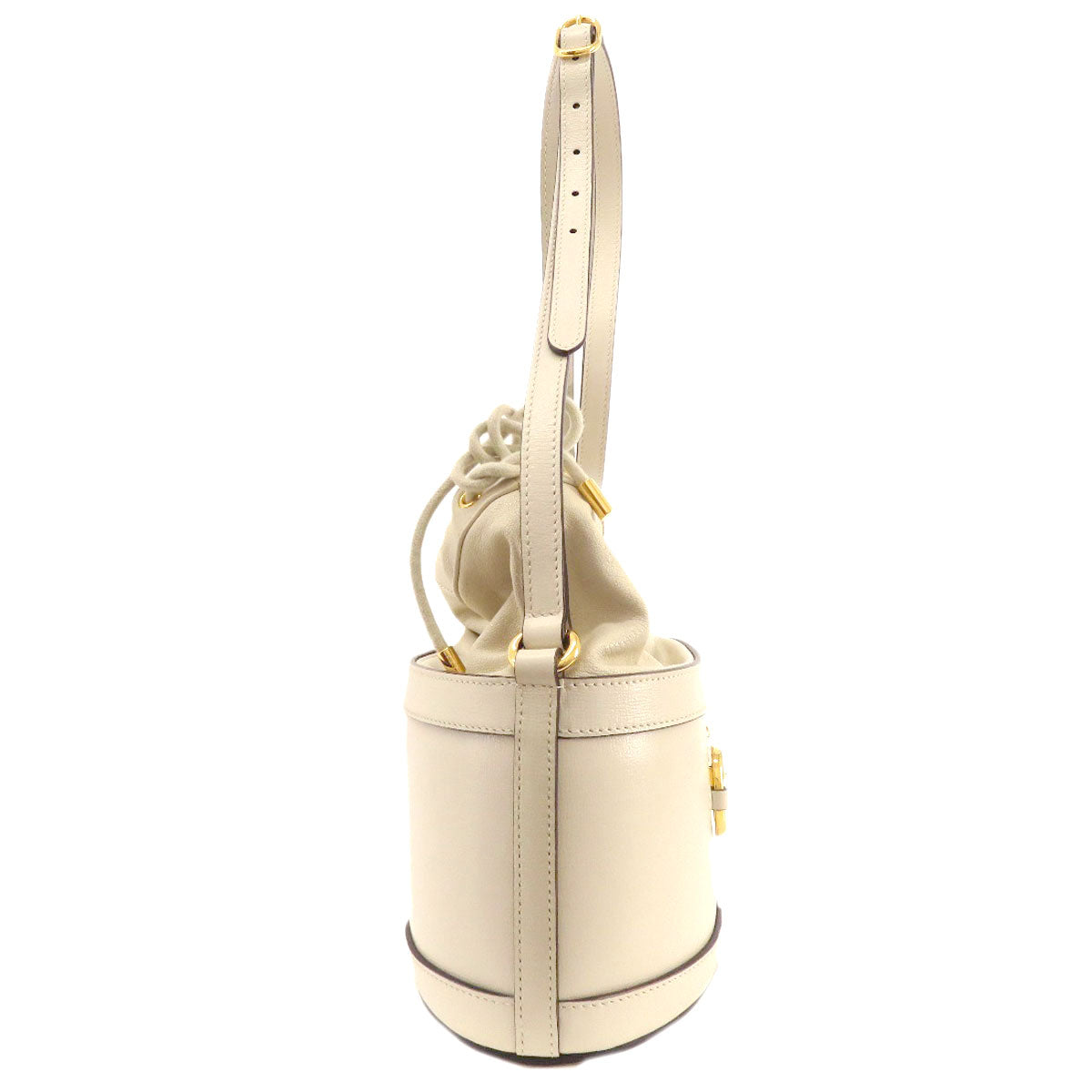 GUCCI Tote Bag 602118 leather white Horsebit Bucket Bag Women Used