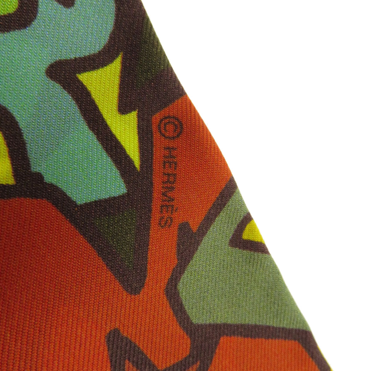 HERMES scarf silk green Twilly Women Used