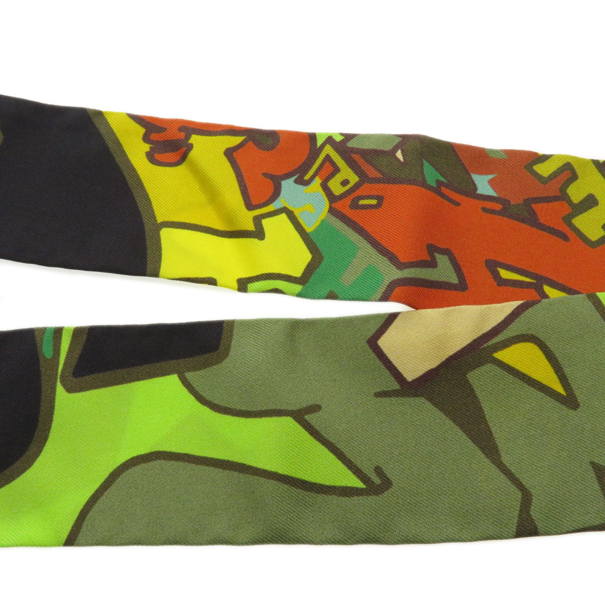 HERMES scarf silk green Twilly Women Used