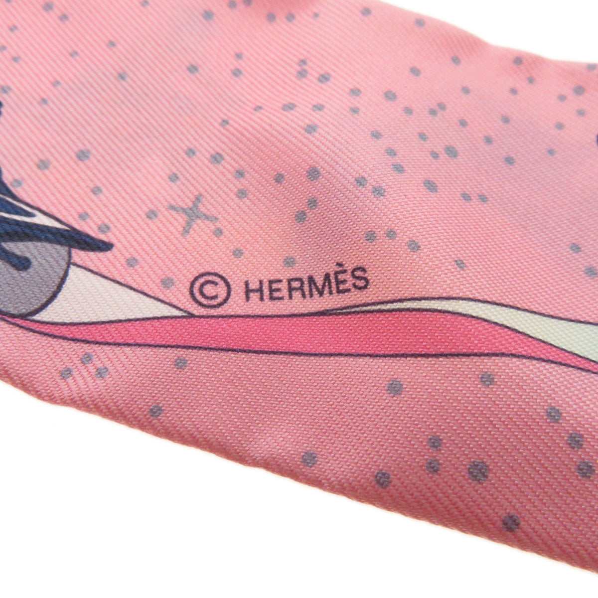 HERMES scarf silk pink Twilly Women Used