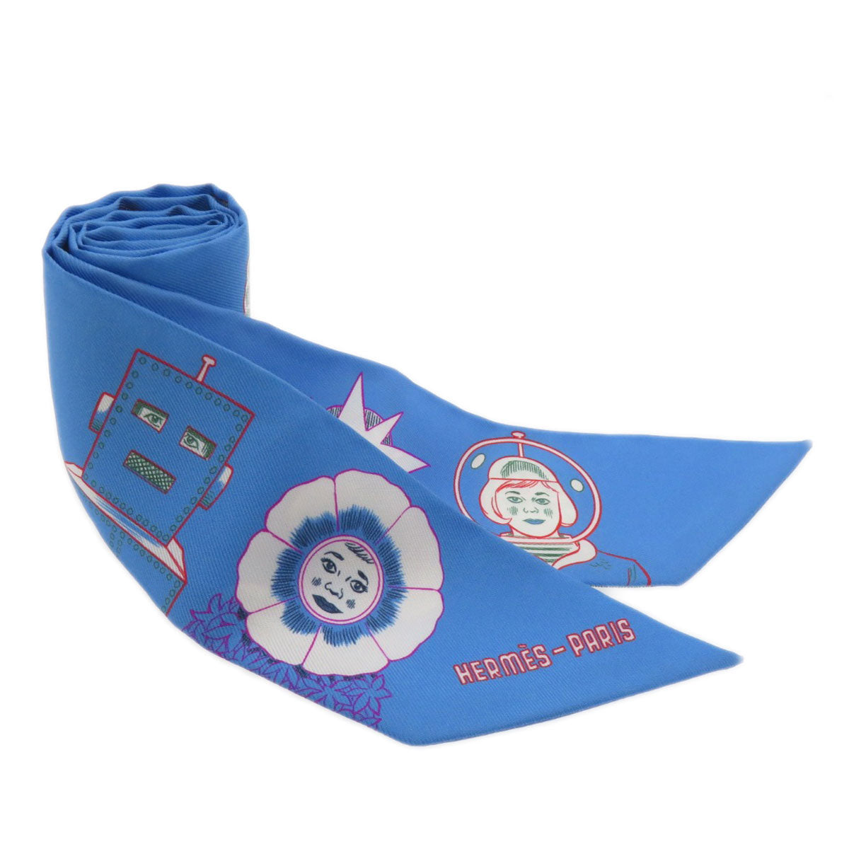 HERMES scarf silk blue Twilly Women Used