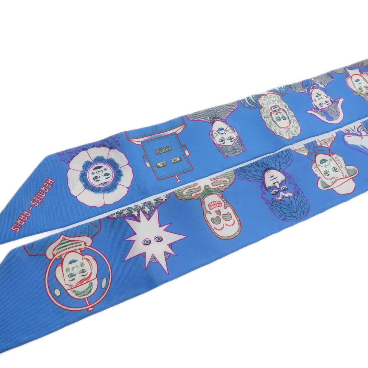 HERMES scarf silk blue Twilly Women Used
