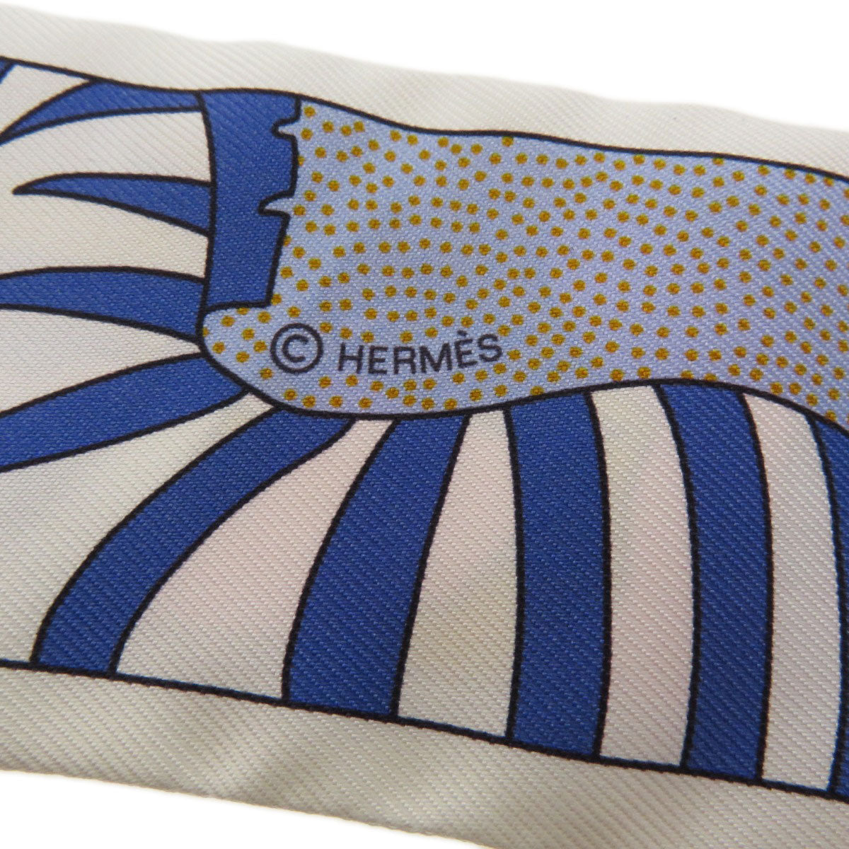 HERMES scarf silk white Twilly Women Used