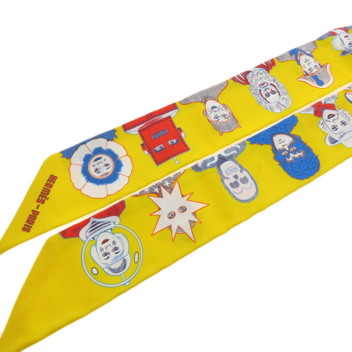HERMES scarf silk yellow Twilly Women Used