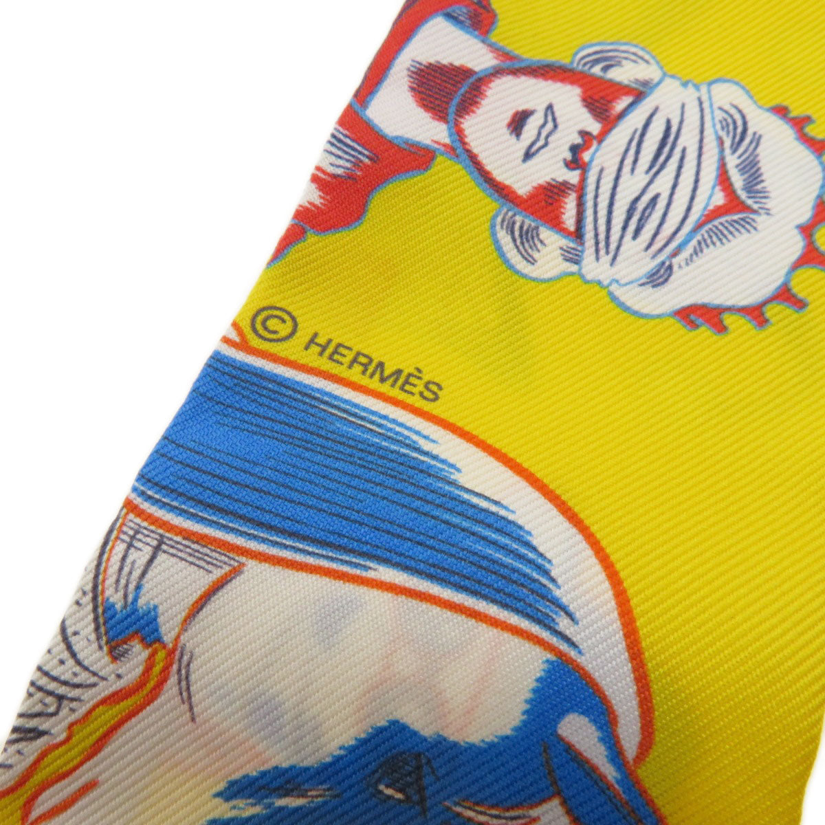 HERMES scarf silk yellow Twilly Women Used