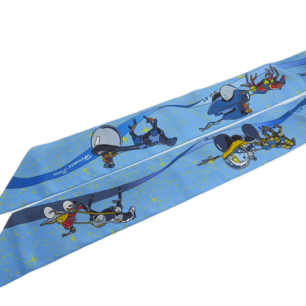 HERMES scarf silk blue Twilly Women Used