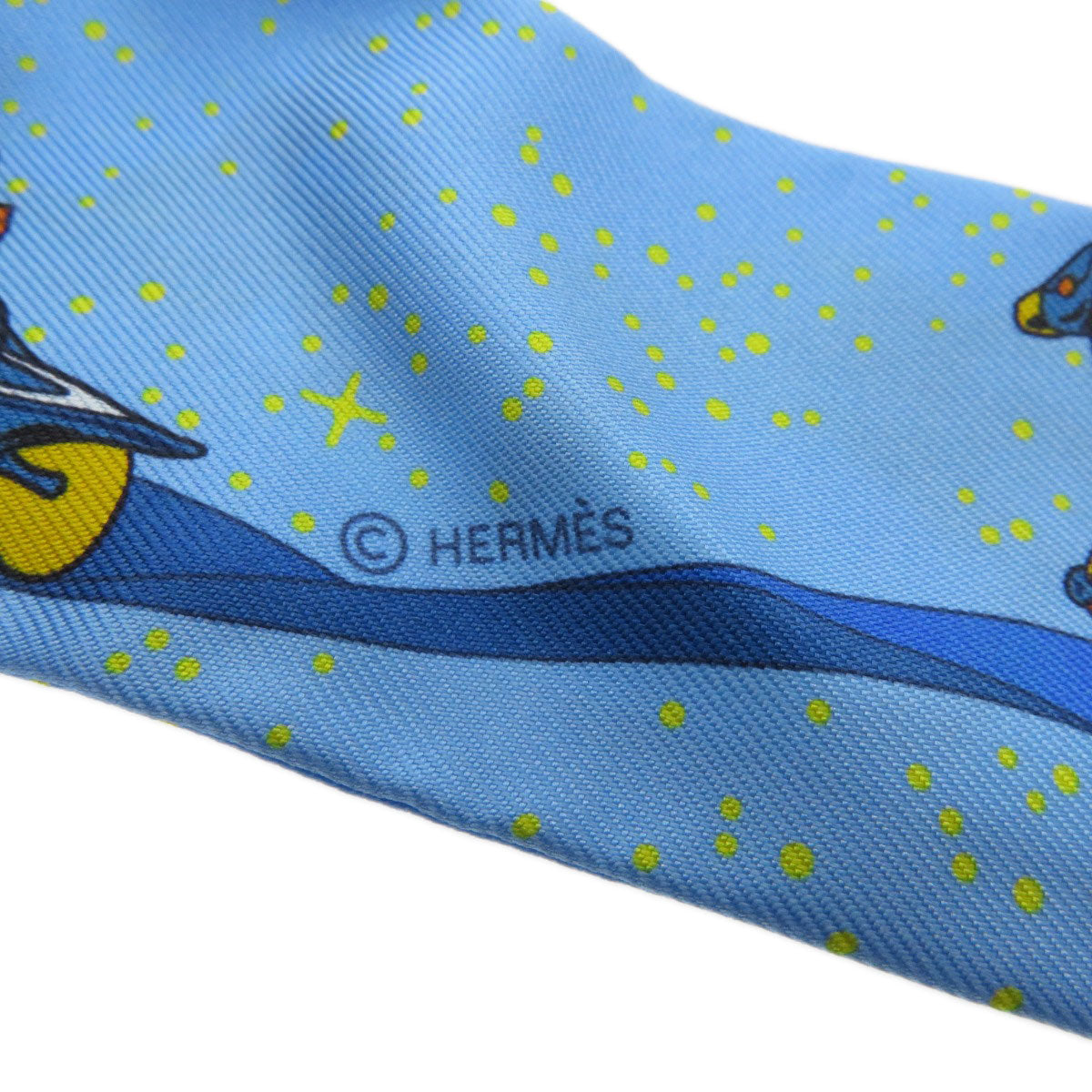 HERMES scarf silk blue Twilly Women Used