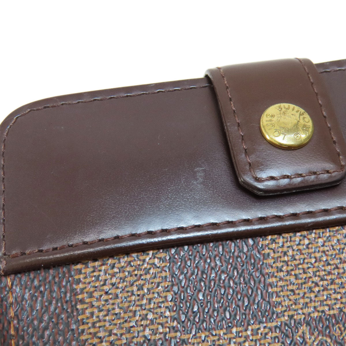 LOUIS VUITTON Bifold Wallet M61668 Damier canvas Brown Compact zip Women Used