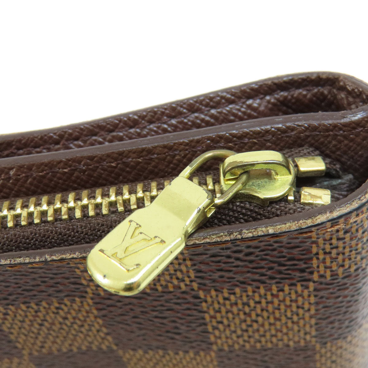 LOUIS VUITTON Bifold Wallet M61668 Damier canvas Brown Compact zip Women Used