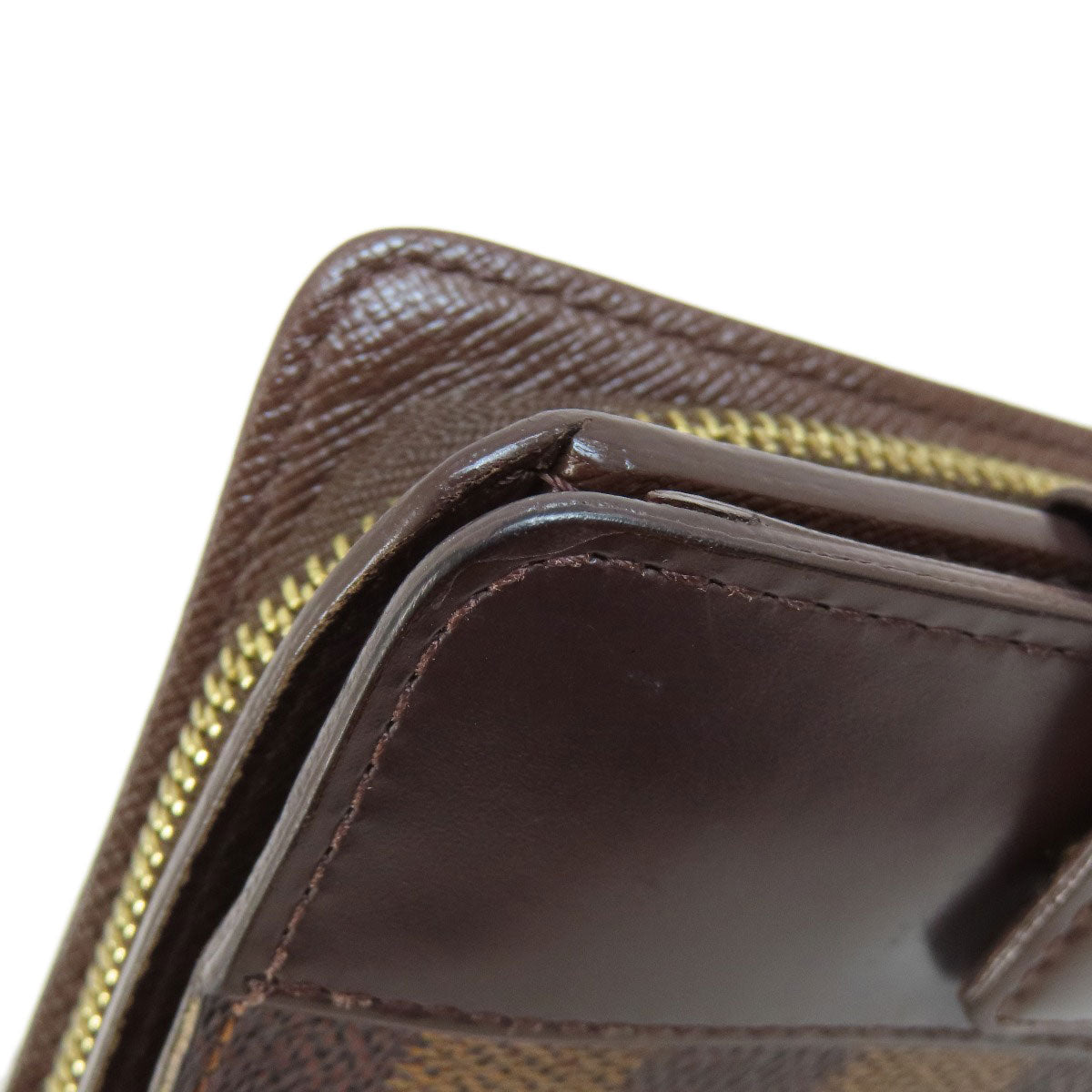 LOUIS VUITTON Bifold Wallet M61668 Damier canvas Brown Compact zip Women Used