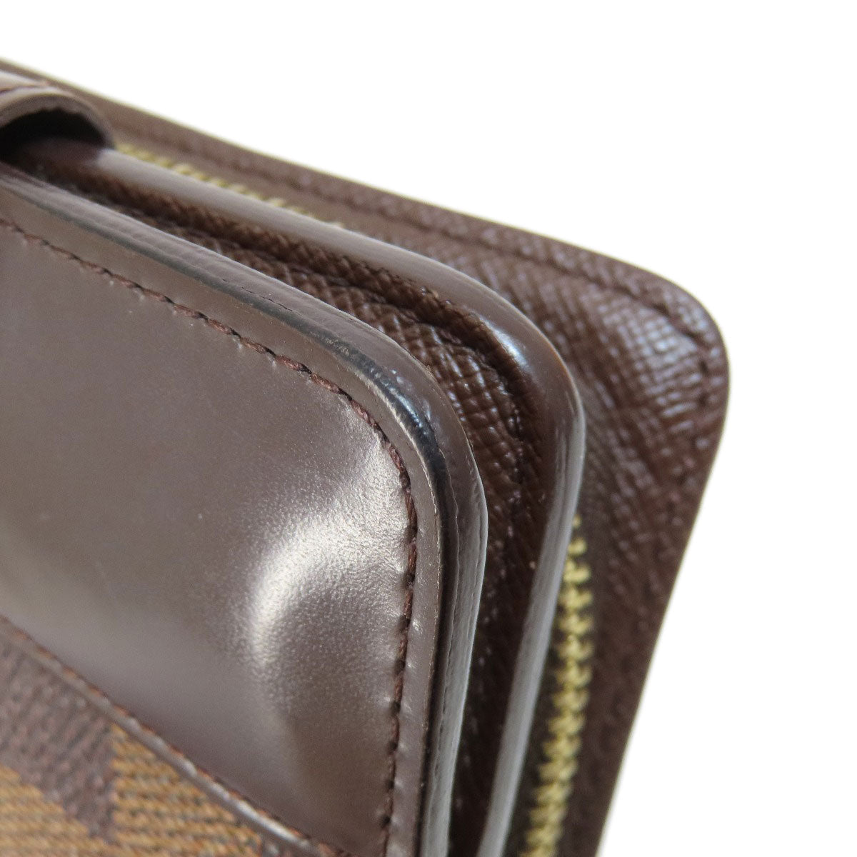 LOUIS VUITTON Bifold Wallet M61668 Damier canvas Brown Compact zip Women Used