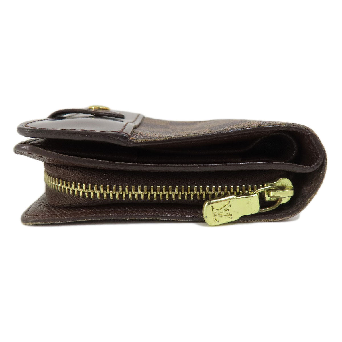 LOUIS VUITTON Bifold Wallet M61668 Damier canvas Brown Compact zip Women Used