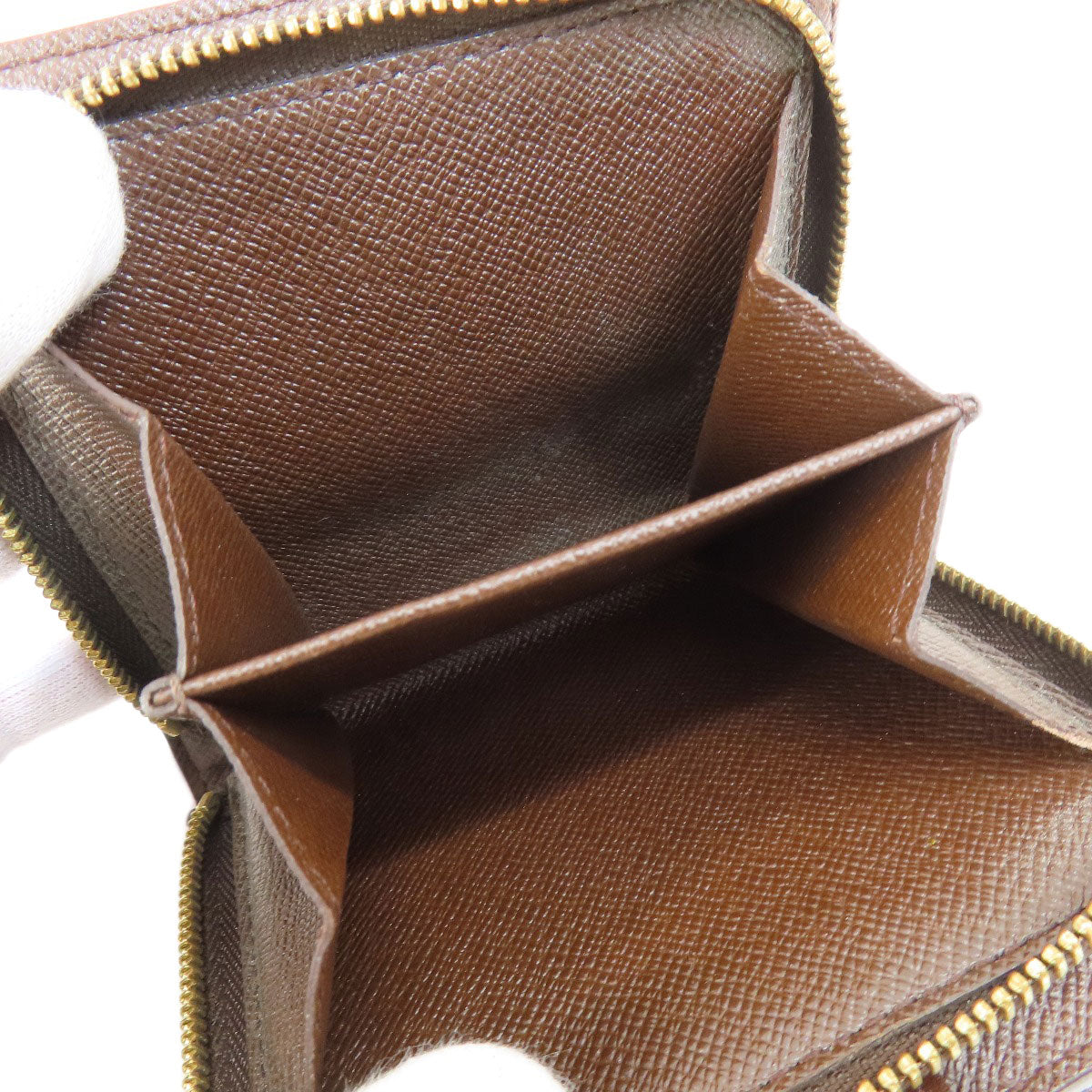 LOUIS VUITTON Bifold Wallet M61668 Damier canvas Brown Compact zip Women Used