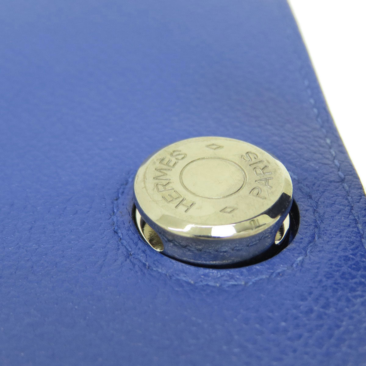HERMES Long Wallet Purse Calfskin blue Dogon Long SilverMetal