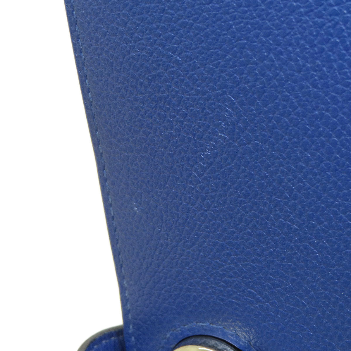 HERMES Long Wallet Purse Calfskin blue Dogon Long SilverMetal